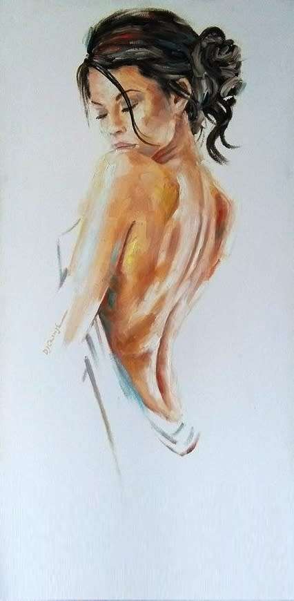 Pure in White, oil painting by Danie Cronje, blocked canvas, ready to hang
