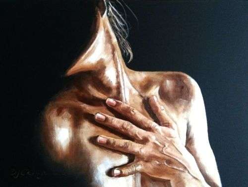 Repentance, oil painting by Danie Cronje, blocked canvas, ready to hang