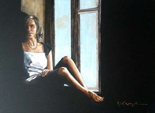 Private Times, oil painting by Danie Cronje, blocked canvas, ready to hang
