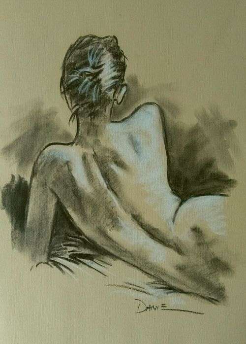Nude 29, charcoal drawing by Danie Cronje, unframed