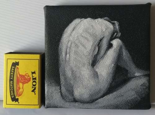 Mini nude 3, oil painting by Danie Cronje, stretched canvas