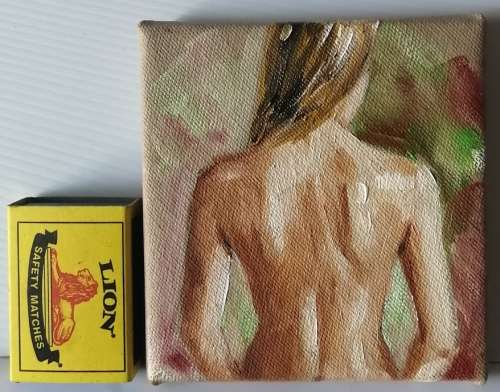 Mini nude 5, oil painting by Danie Cronje, stretched canvas