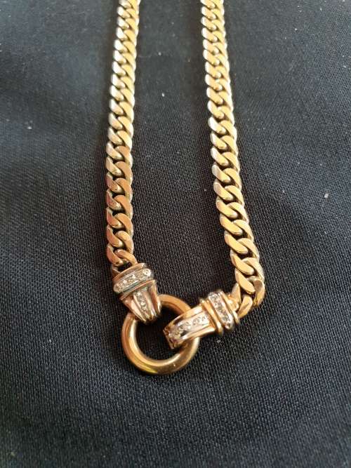 9ct solid gold necklace with small diamonds on clasp