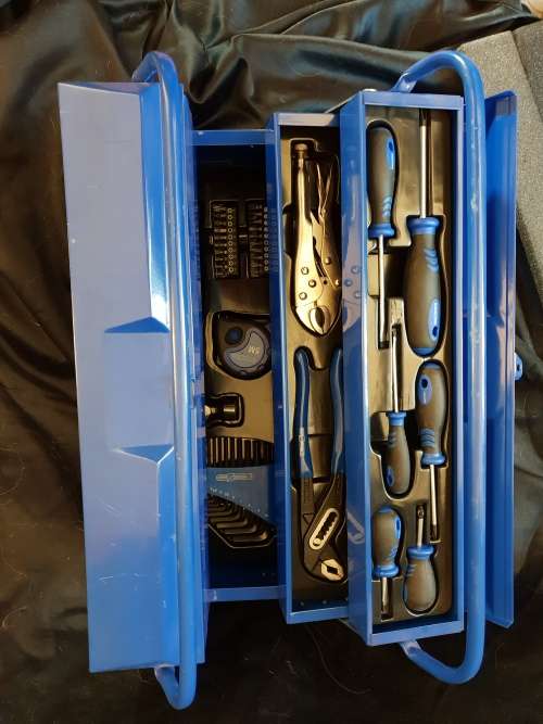 Complete Worksman toolbox with tools inside