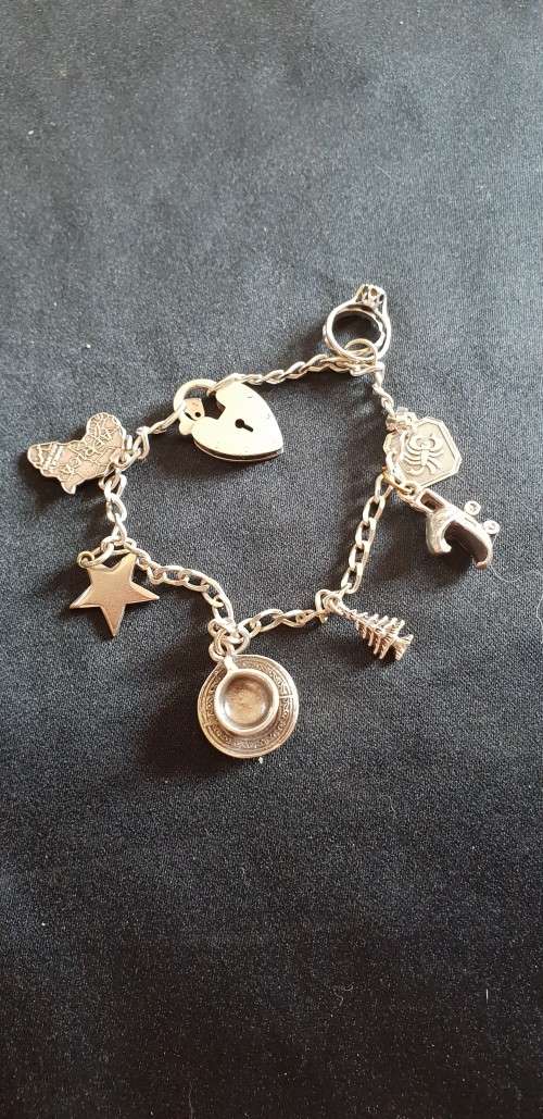 Sterling silver charm bracelet with Sterling silver charms