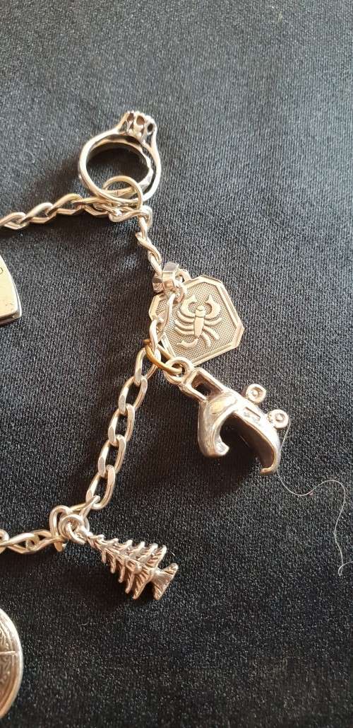 Sterling silver charm bracelet with Sterling silver charms