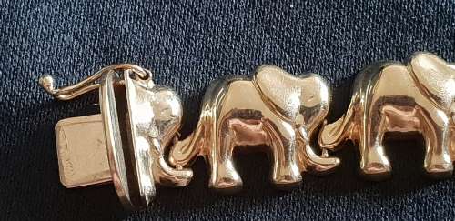 AMAZING!!! Elephant genuine 14ct gold bracelet