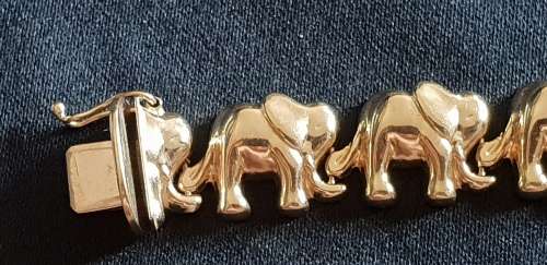 AMAZING!!! Elephant genuine 14ct gold bracelet