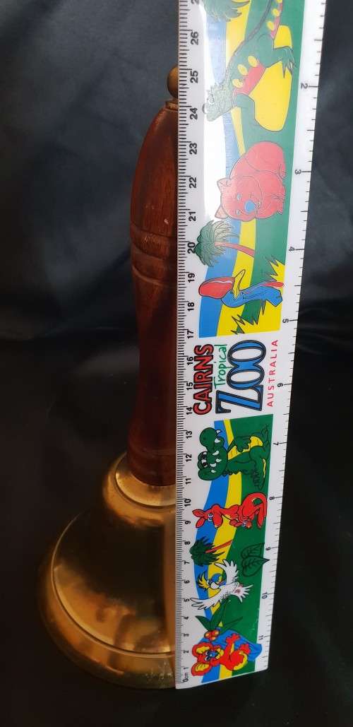 Large Brass School bell with wooden handle