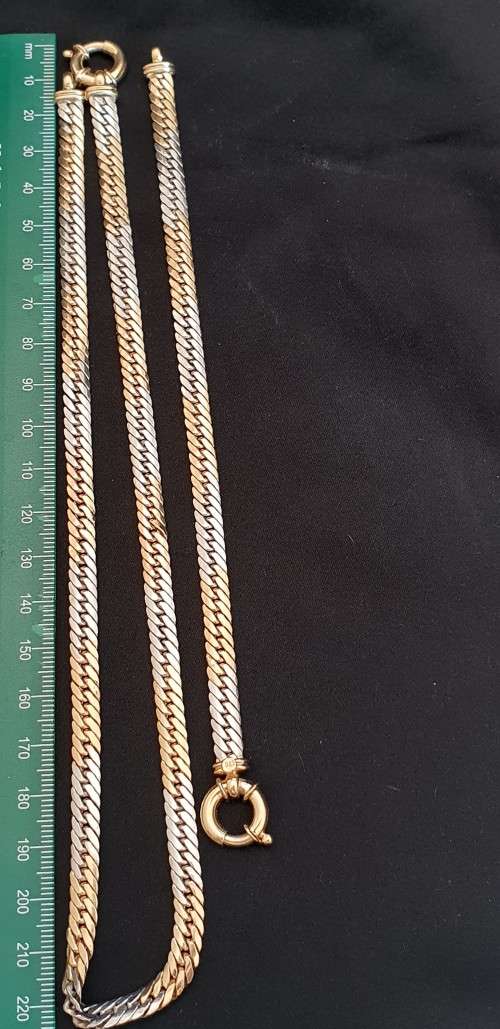 9ct Genuine Yellow & White gold Necklace & Bracelet SET (2 tone)