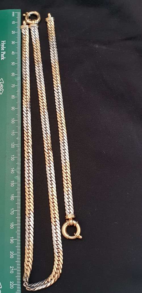 9ct Genuine Yellow & White gold Necklace & Bracelet SET (2 tone)