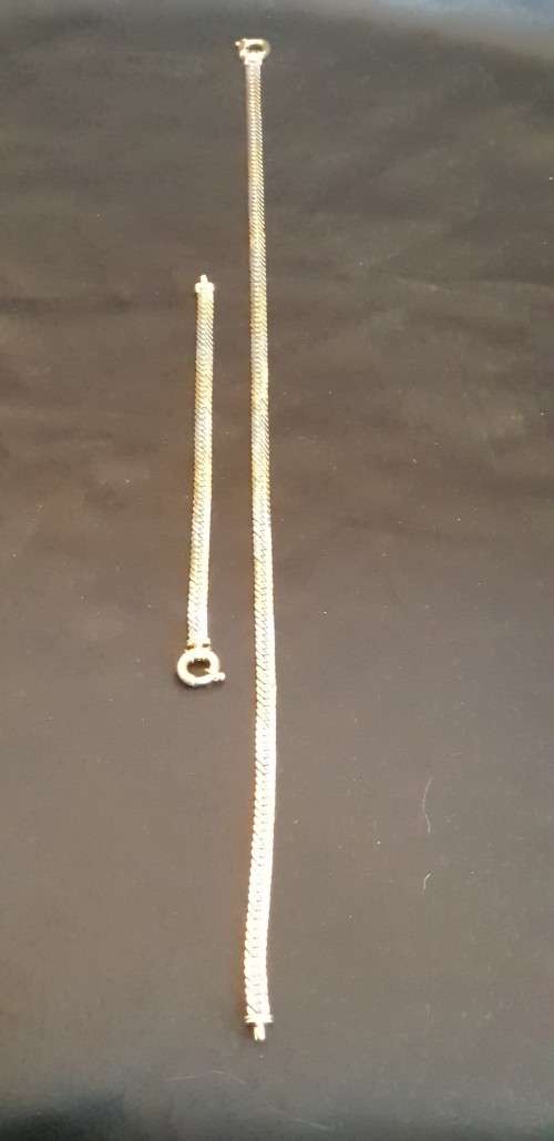 9ct Genuine Yellow & White gold Necklace & Bracelet SET (2 tone)