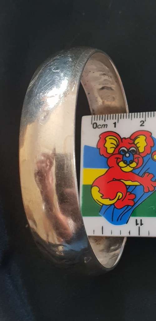 Solid Sterling silver bangle wide