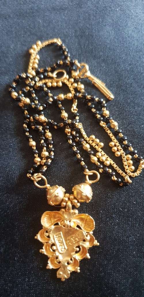 Mangalsutra black bead and 22ct genuine gold necklace and matching Earring set