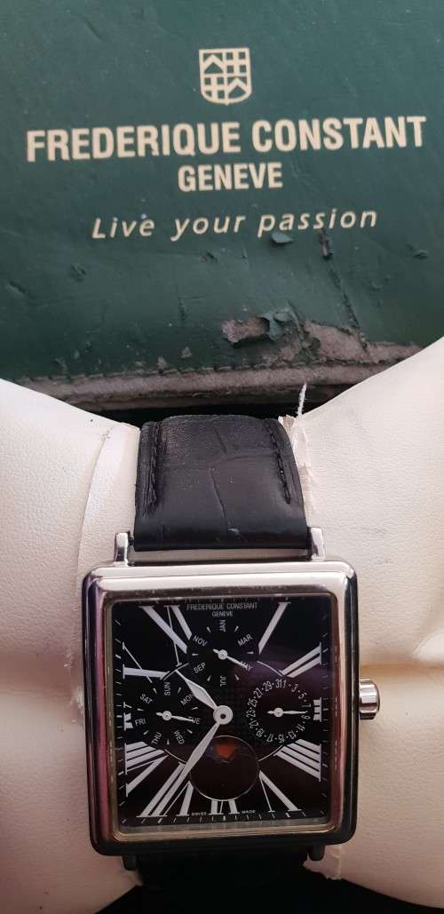 Frederique Constant FC-265B3C6 Persuasion Swiss Moonphase Calendar Mens Watch with black dial