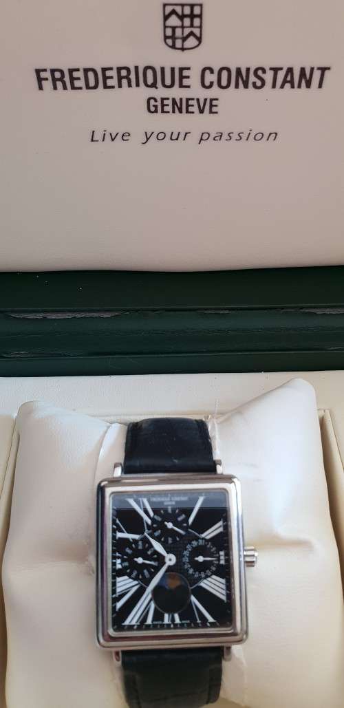 Frederique Constant FC-265B3C6 Persuasion Swiss Moonphase Calendar Mens Watch with black dial