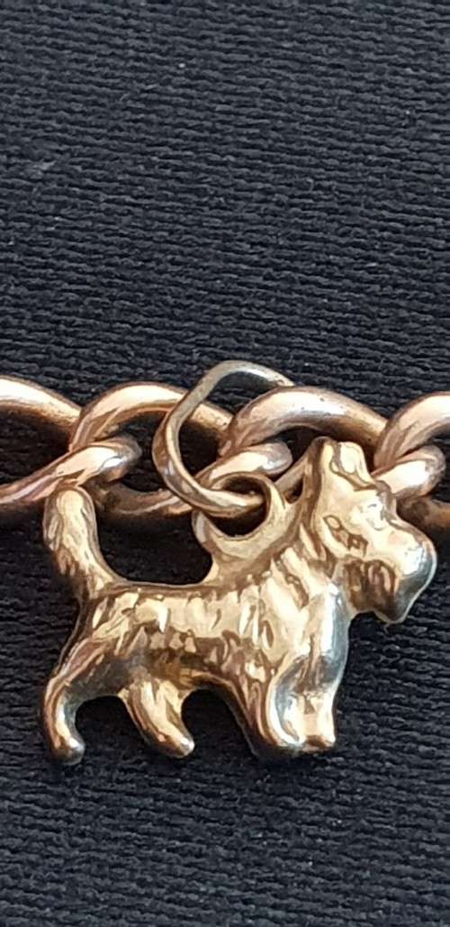 9ct gold charm bracelet with 5 charms attached