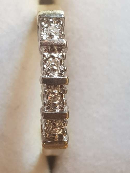 4 diamond 9ct yellow and white gold Eternity ring