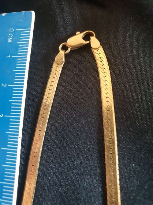 18ct solid gold flat snake style necklace-4mm width