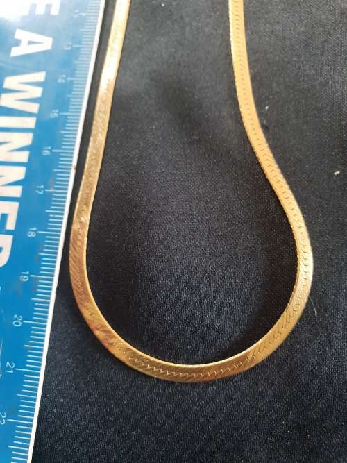 18ct solid gold flat snake style necklace-4mm width