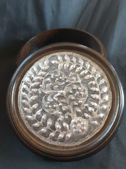 Vintage Round wooden Jewellery Box