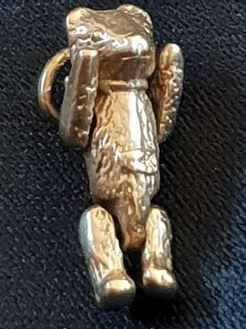 OOH SO CUTE TEDDY BEAR pendant/charm with moving limbs in 14ct yellow gold