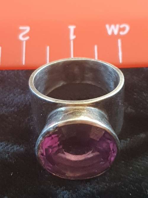 Large Silver and Amethyst Ring