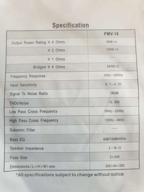 Amp-Car -Promax PMV18 -New in box