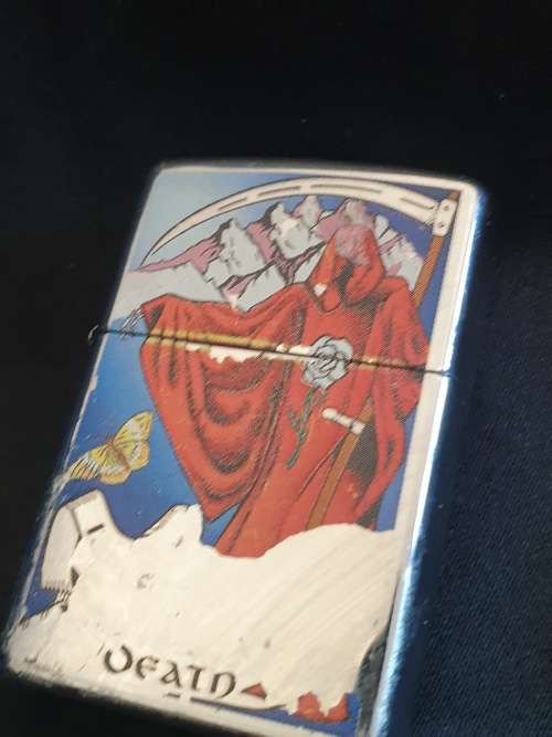 Zippo Lighter Collectable discontinued Brush Chrome Regular Tarot death card 24328-damaged