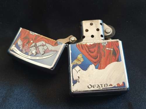 Zippo Lighter Collectable discontinued Brush Chrome Regular Tarot death card 24328-damaged