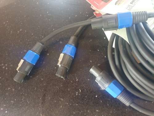 Set of 2 Brand new Tecnix speak-on to speak-on 5 m cables for  disco speakers