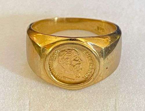 Genuine 9ct  yellow gold coin ring