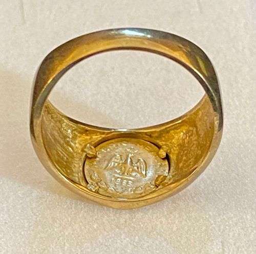 Genuine 9ct  yellow gold coin ring
