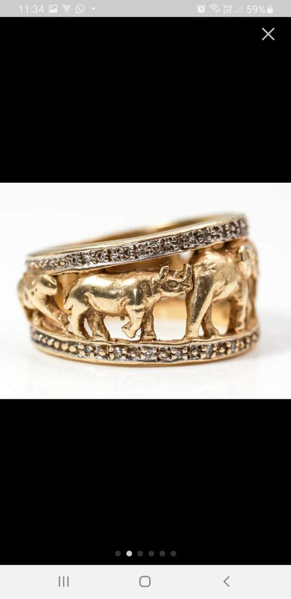 The big 5 Animal safari designer ring set in 14ct gold with 26x diamonds