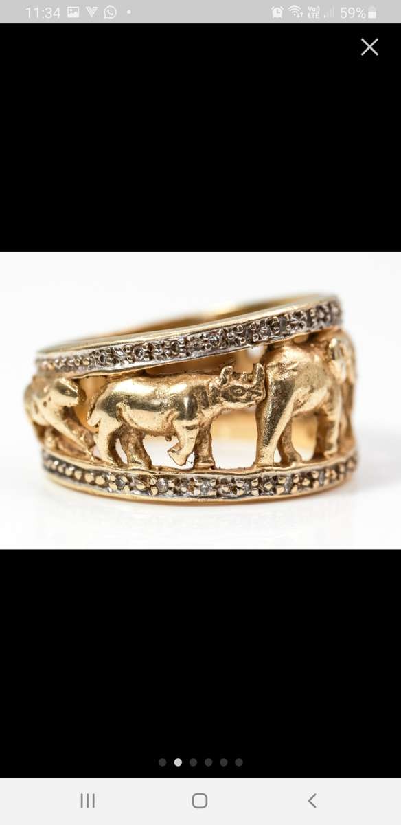 The big 5 Animal safari designer ring set in 14ct gold with 26x diamonds