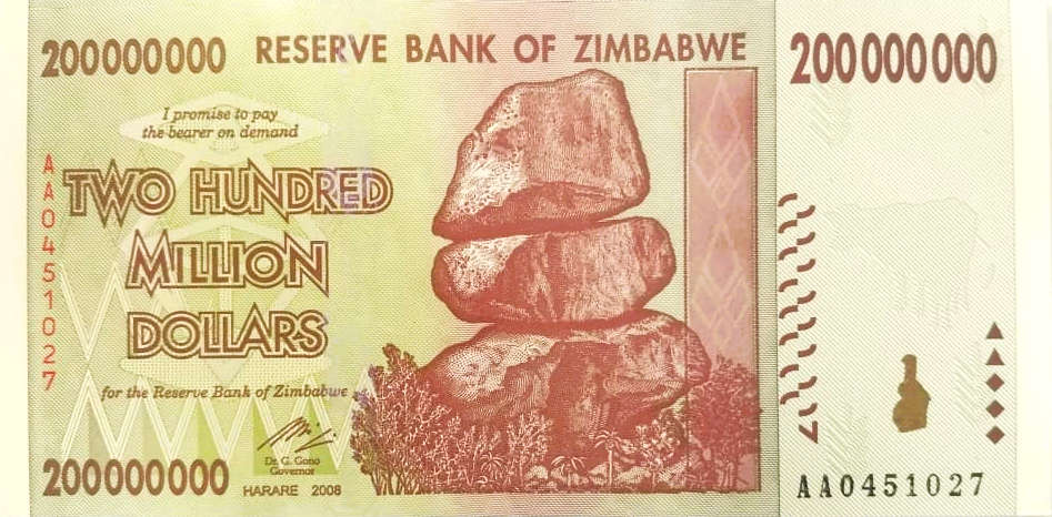 Zimbabwe 200 Million Dollars 2008 / Uncirculated - set of 2 notes