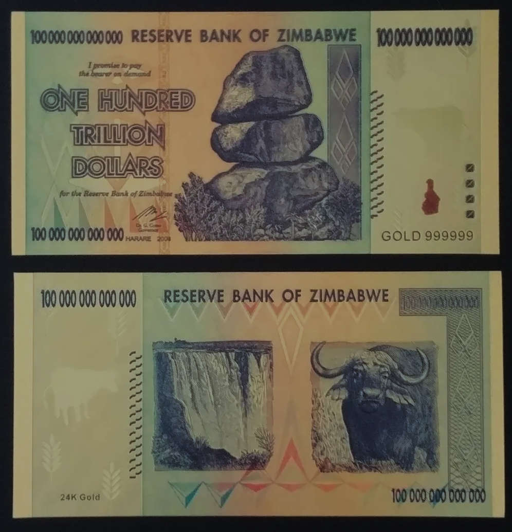 Zimbabwe 100 Trillion Dollars 2008 - Memorabilia - Silver