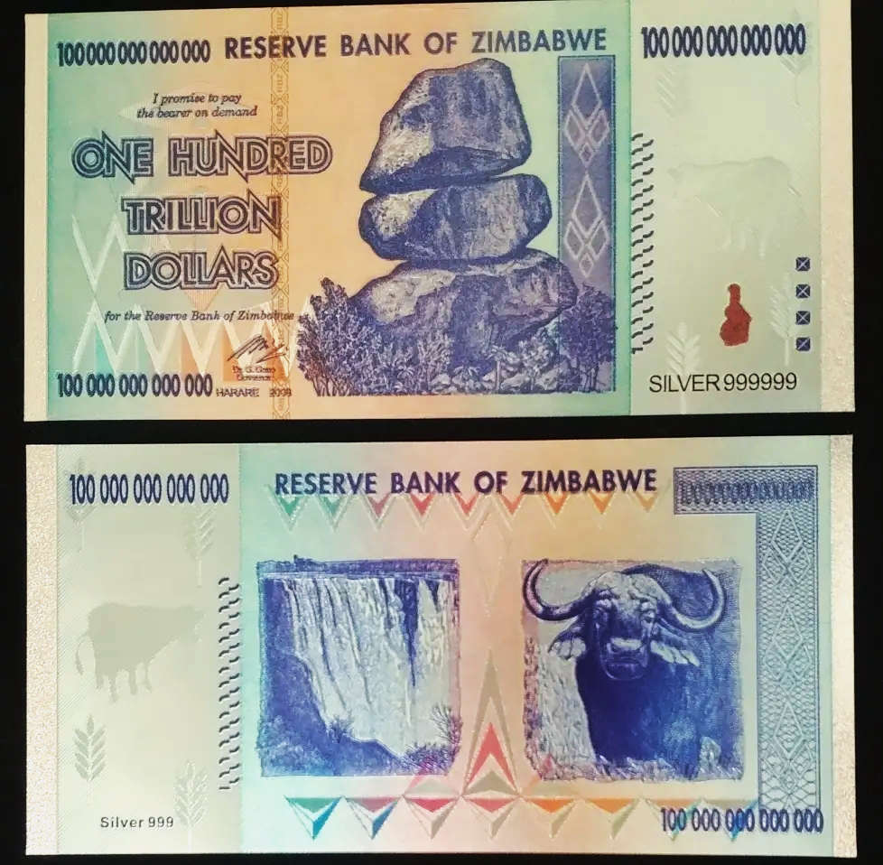 Zimbabwe 100 Trillion Dollars 2008 - Memorabilia - Silver