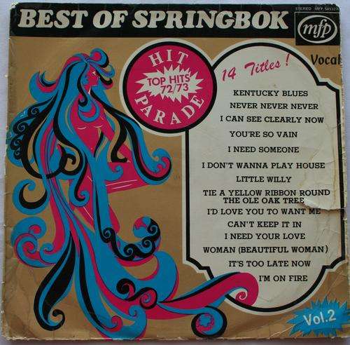 BEST OF SPRINGBOK HIT PARADE, VOL 2 1972-73 --- VINYL LP RECORD
