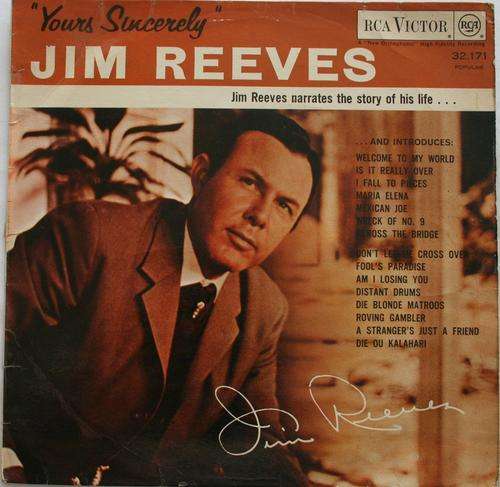 JIM REEVES -- YOURS SINCERELY -- VINYL LP RECORD