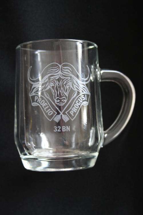 SADF -- 32 Bn -- GLASS BEER MUG -- BUSH WAR ERA