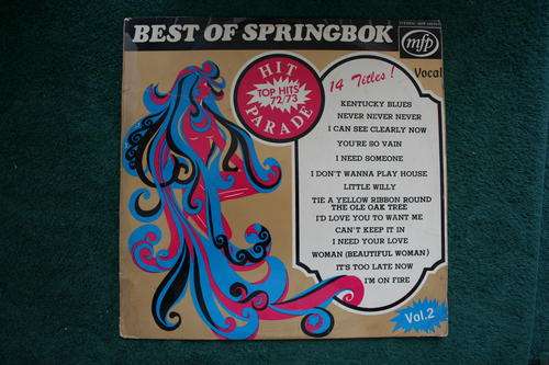 SPRINGBOK HIT PARADE- BEST OF SPRINGBOK VOL. 2 -- TOP HITS 72/73  --- VINYL LP RECORD