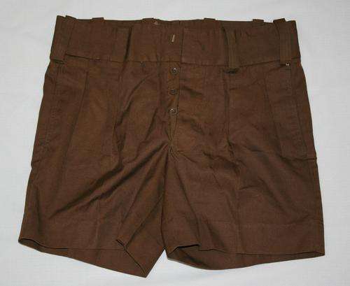 SADF CADET NUTRIA BROWN SHORT TROUSERS--SIZE 92 CM (36)- has fly buttons and belt loops...