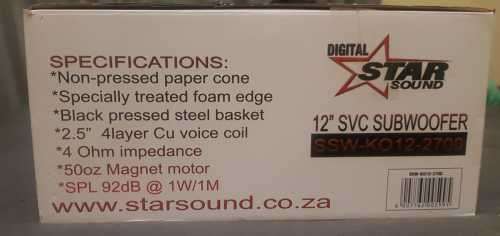 12` SVC Subwoofer Digital Star Sound (Brand new, Never been used)