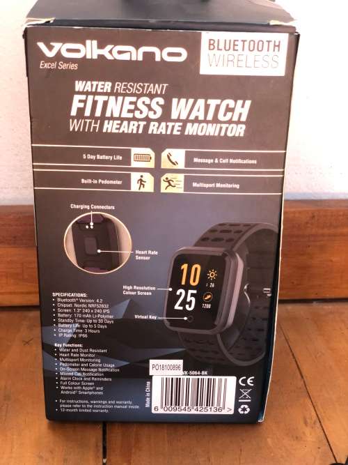 Volkano Active Tech Excel Series Fitness Watch With HRM Black