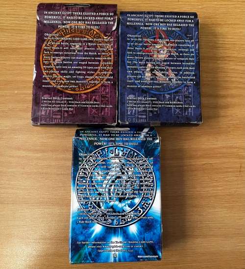 3 YuGiOh Starter Packs from early 2000s (With Guidebooks and Playmats)