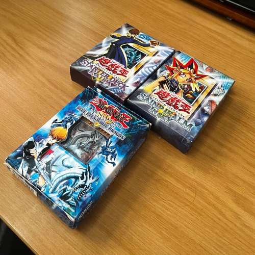 3 YuGiOh Starter Packs from early 2000s (With Guidebooks and Playmats)