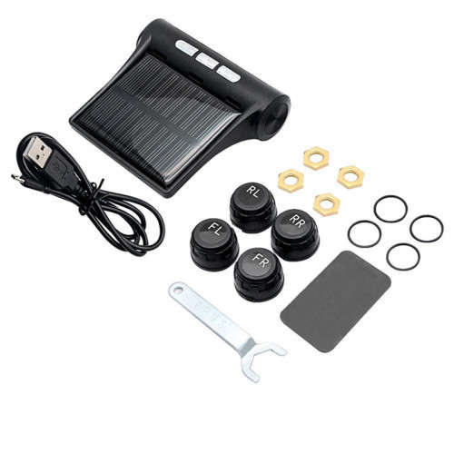 Solar-Powered Tire Pressure Monitoring System With 4 External Sensor Displays, Suitable For Cars