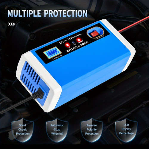 Car Battery Charger 12V and 24V Fully Automatic Smart Battery Maintenance Lead Acid Battery