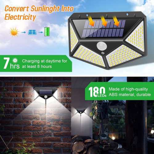 100 LED Outdoor Solar Light Wall Light Waterproof with PIR Motion Sensor